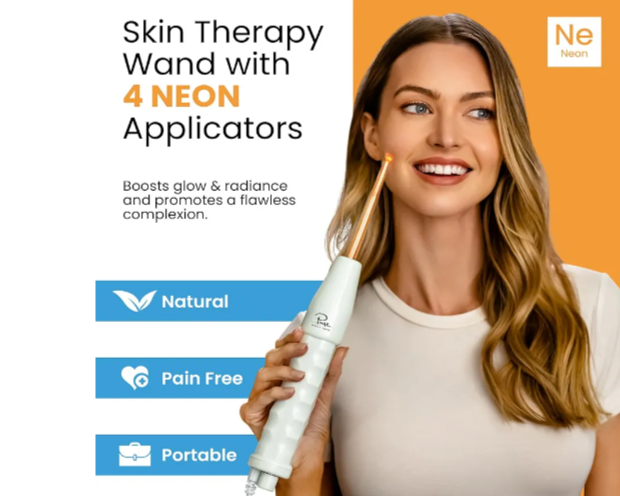 NuDerma -Alta frecuencia Máquina portátil de terapia de piel, con neón, antienvejecimiento, estiramiento de la piel, reducción de arrugas, círculos oscuros, aclaración.