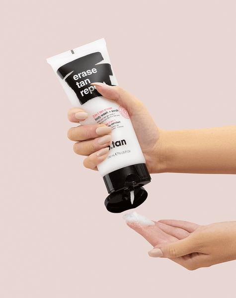 Borrador de bronceado, Exfoliante 2 en 1.